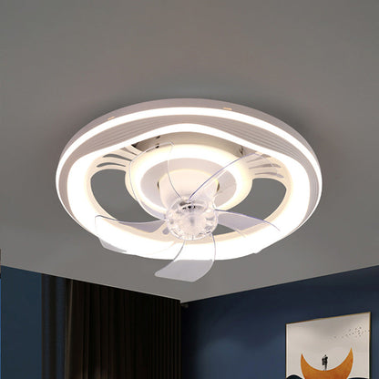 Diff Remote Oscillating Small Flush Mount Ceiling Fan with Dimmable Light-DF5042