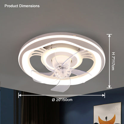 Diff Remote Oscillating Small Flush Mount Ceiling Fan with Dimmable Light-DF5042