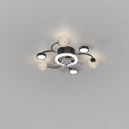 Diff Low Profile Flush Mount Ceiling Fan Chandelier with Remote-DF5051