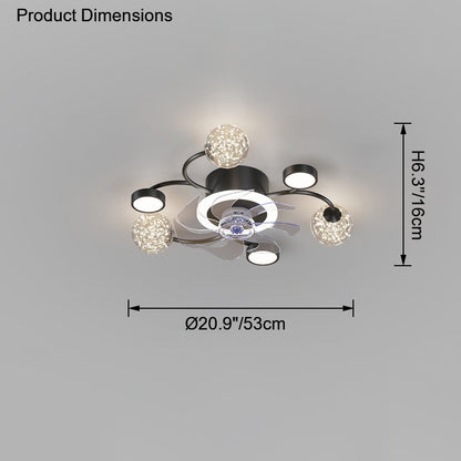 Diff Low Profile Flush Mount Ceiling Fan Chandelier with Remote-DF5051