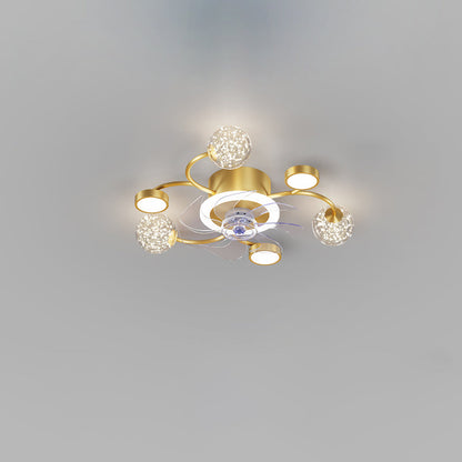Diff Low Profile Flush Mount Ceiling Fan Chandelier with Remote-DF5051