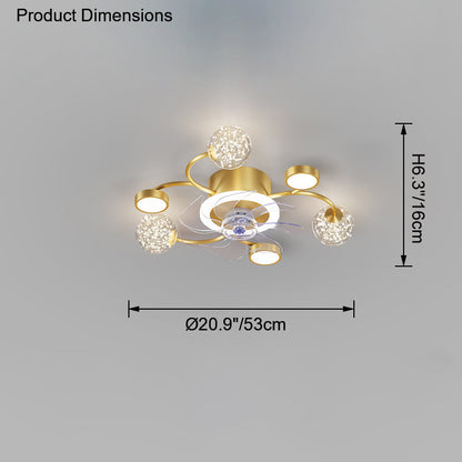 Diff Low Profile Flush Mount Ceiling Fan Chandelier with Remote-DF5051