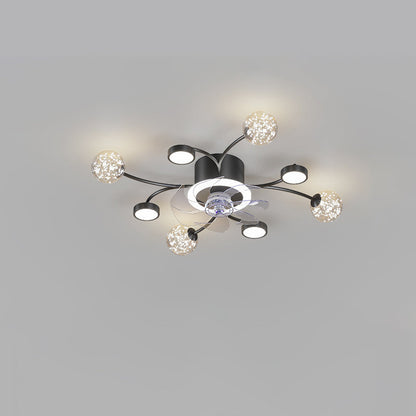 Diff Low Profile Flush Mount Ceiling Fan Chandelier with Remote-DF5051