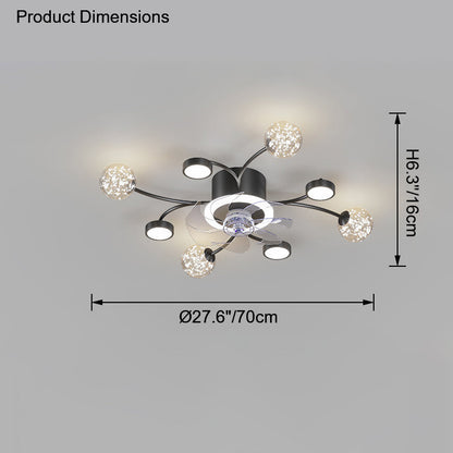 Diff Low Profile Flush Mount Ceiling Fan Chandelier with Remote-DF5051