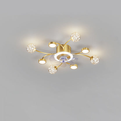 Diff Low Profile Flush Mount Ceiling Fan Chandelier with Remote-DF5051