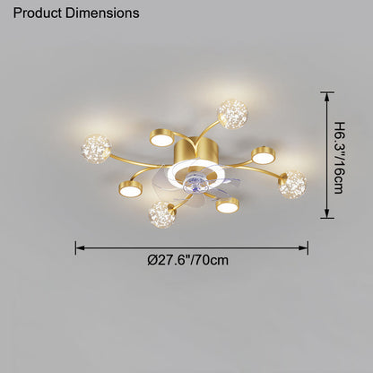 Diff Low Profile Flush Mount Ceiling Fan Chandelier with Remote-DF5051